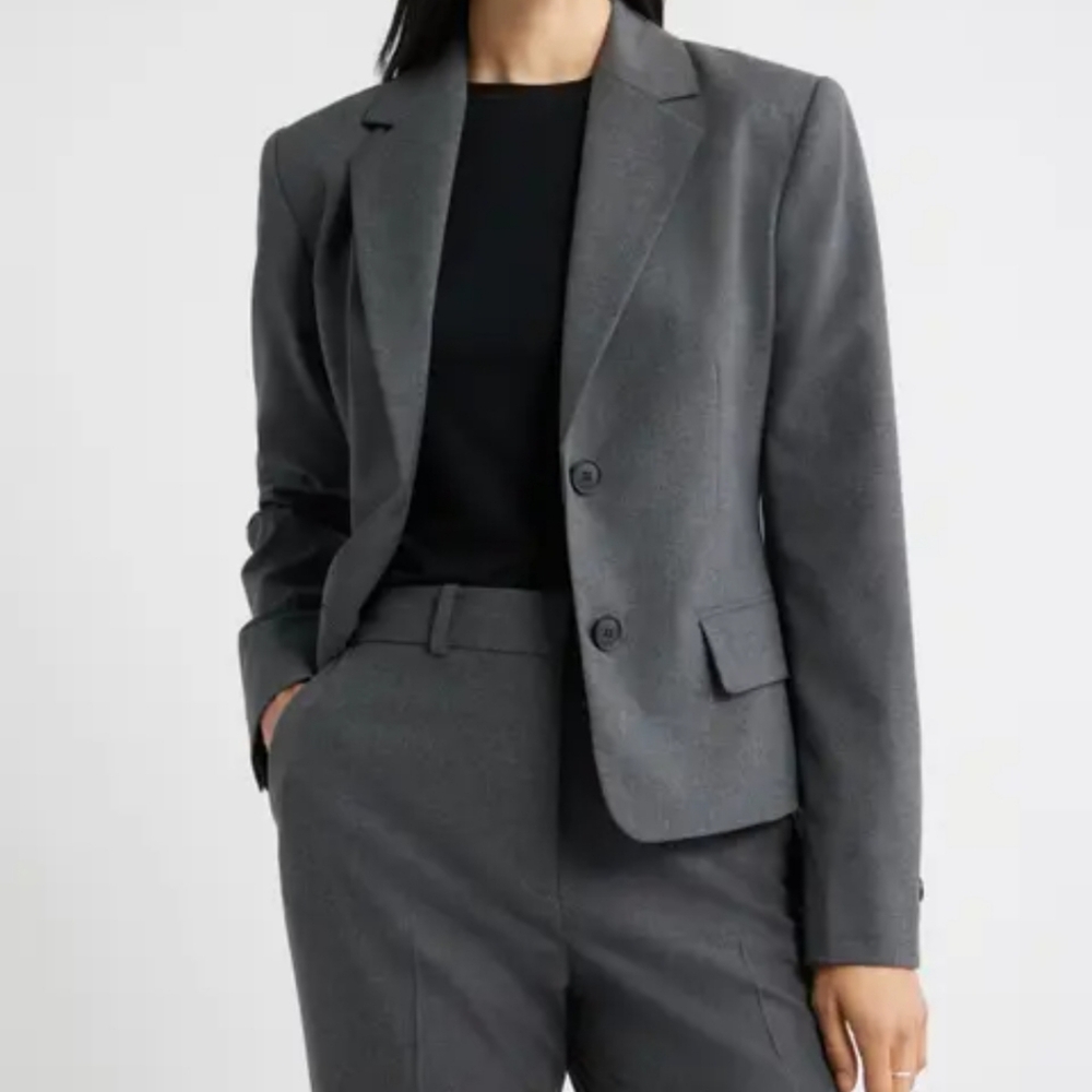 Calvin Klein Charcoal Gray Modern Preppy Office Blazer, Size 6